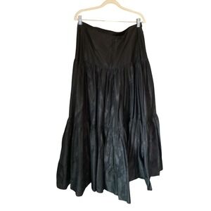 Sylvia Heisel Womens Silk Taffeta Tiered Maxi Skirt 18 Black Steampunk Goth